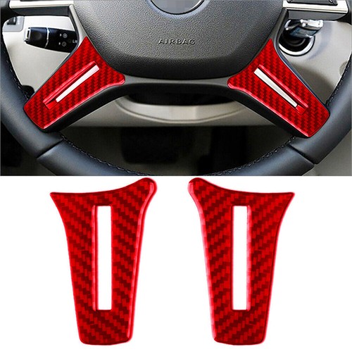 2pcs red carbon fiber steering - 2pcs,